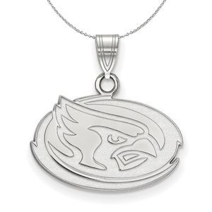 Sterling Silver Iowa State Small Oval Disc Necklace - 16 Inch